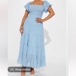 light blue ruffle maxi dress